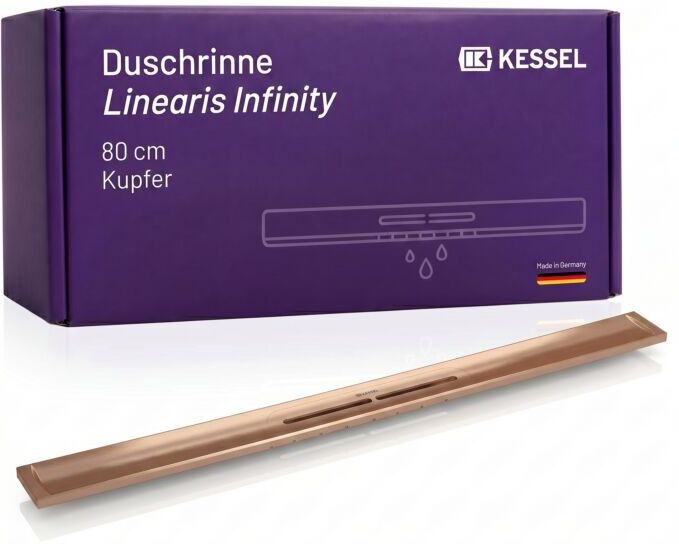 KESSEL Duschrinne Linearis Infinity aus Edelstahl V4A 45203.08 bodengleiche  Design-Duschrinne, individuell verlängerbar, 800 mm, Copper gebürstet