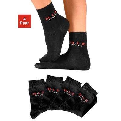 Basicsocken H.I.S "Kinder Damen Herren Socken natürliche Baumwolle", Mädchen, Gr. 23-26, schwarz, Baumwolle, Baumwollmischung, Elasthan (LYCRA), Polyamid, unifarben, elastisch, Socken, mit kontrasfarbenem Logo