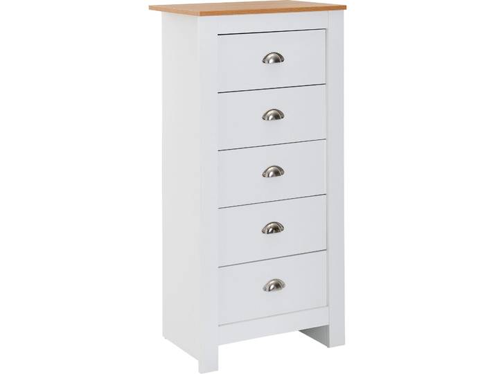 Avec 5 tiroirs 53x114x39 cm commode blanche / moderne chêne Wohnling