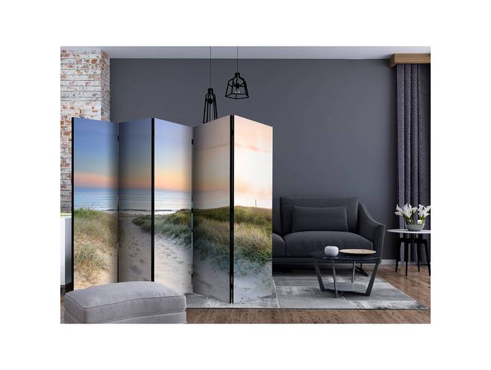Paravent Morning Walk on the Beach Polaire Multicolore 225 x 172 x 3cm