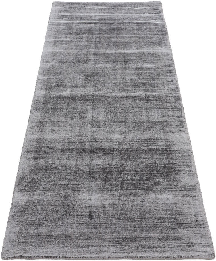Carpetfine Ava Handmade Viscose Silky Solid Soft Dark Light Grey Rug Light Grey Runner 75 x 200cm