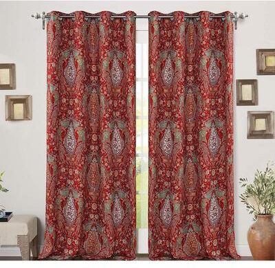 DriftAway Christopher Peacock Floral Pattern Blackout Window Curtain Grommet 2 Layers