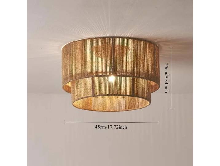 45CM chanvre corde suspension lampe style pastoral japonais plafond suspension pour chambre café bar cuisine île restaurant E27