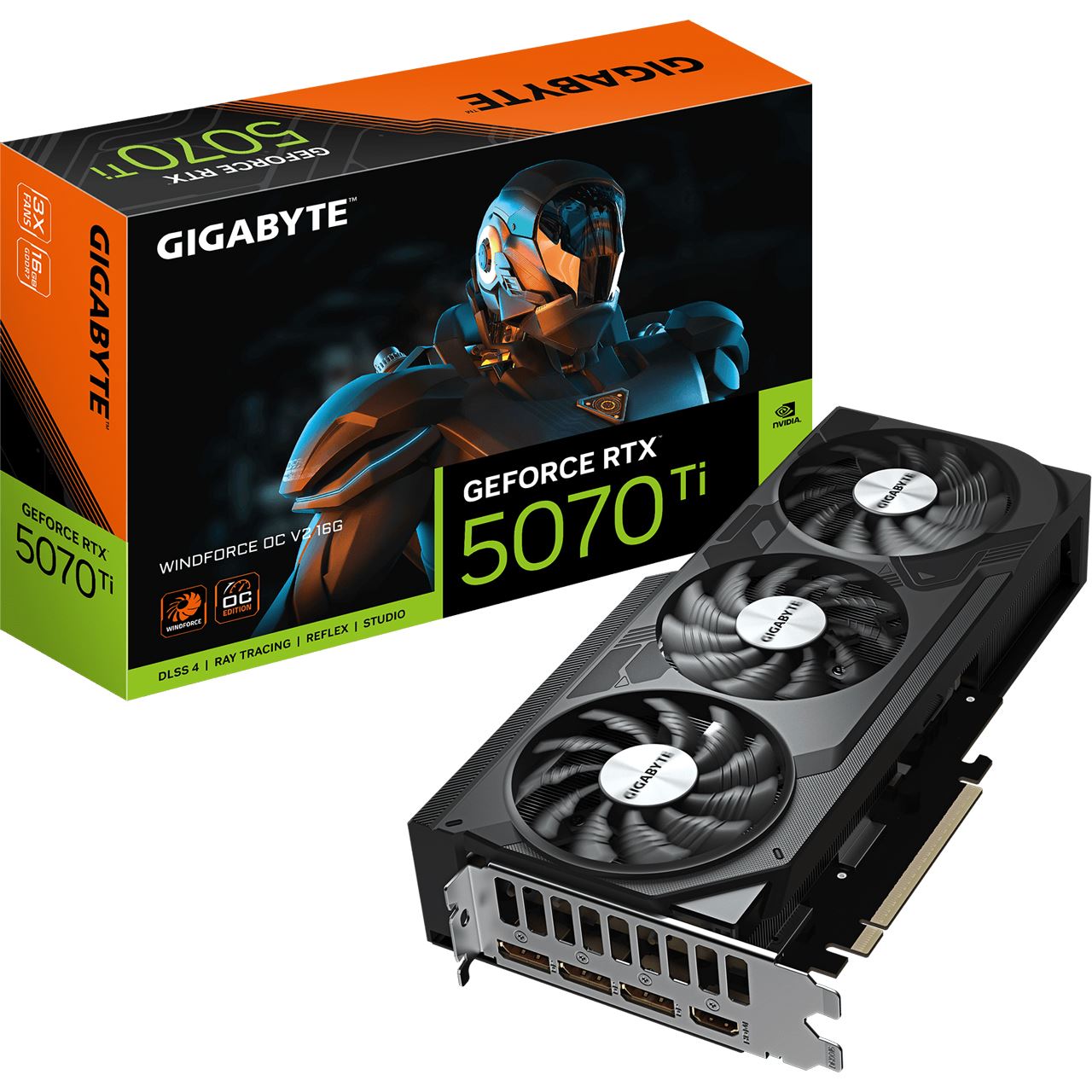 16GB Gigabyte GeForce RTX 5070 Ti Windforce OC V2 16GB Aktiv PCIe 5.0 x16 (Retail)