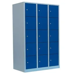 Lüllmann Schließfachschrank - 3 Abteile - 15 Fächer grau