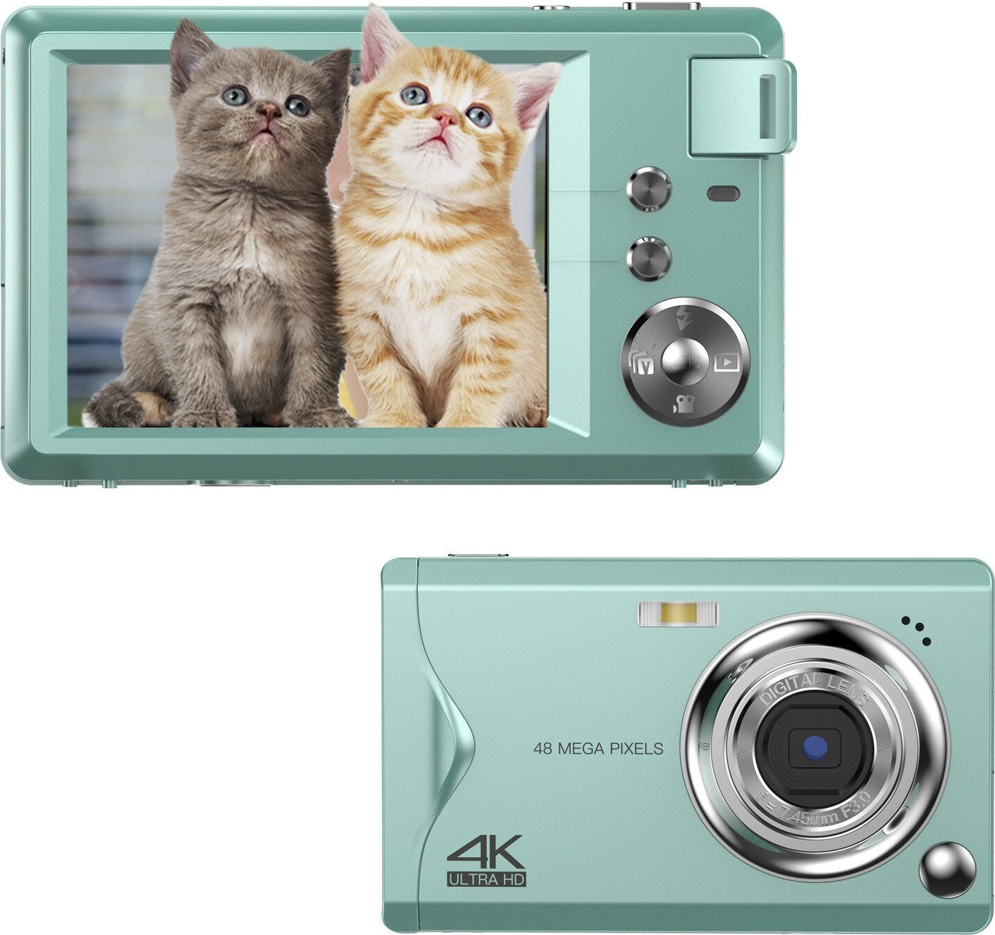 Zelurxx Digitale camera, 48MP, 1080P Full HD, 3,0 inch, 16x digitale zoom, groen