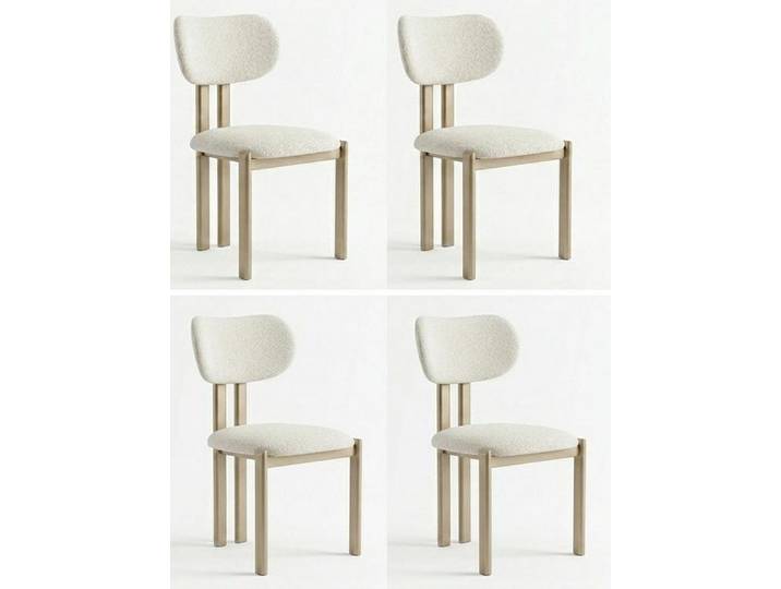 Xlmoebel Sitzgruppe 4er Set Esszimmerstühle in Milchweiß – Modern und Gemütlich, Made in Europa
