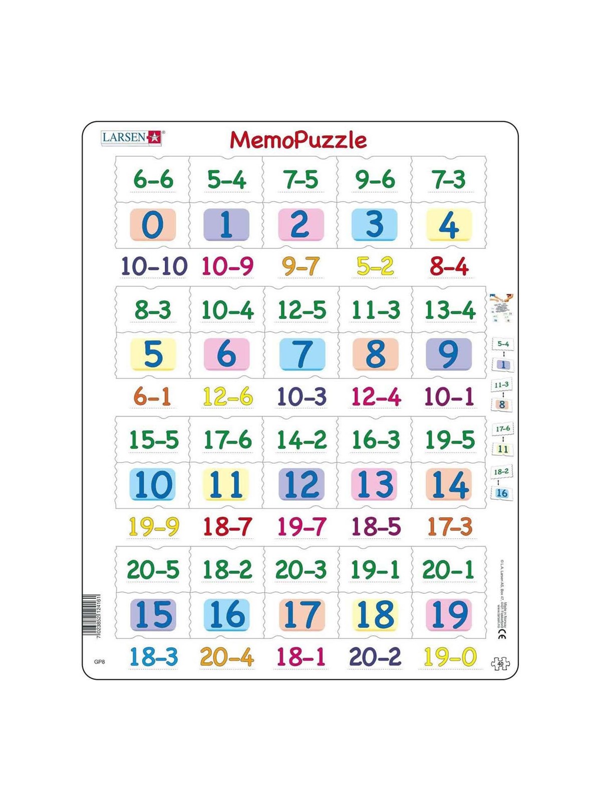 Larsen Puzzles Puzzle MemoPuzzle. Lerne Minusaufgaben mit Zahlen von 2D Puzzles