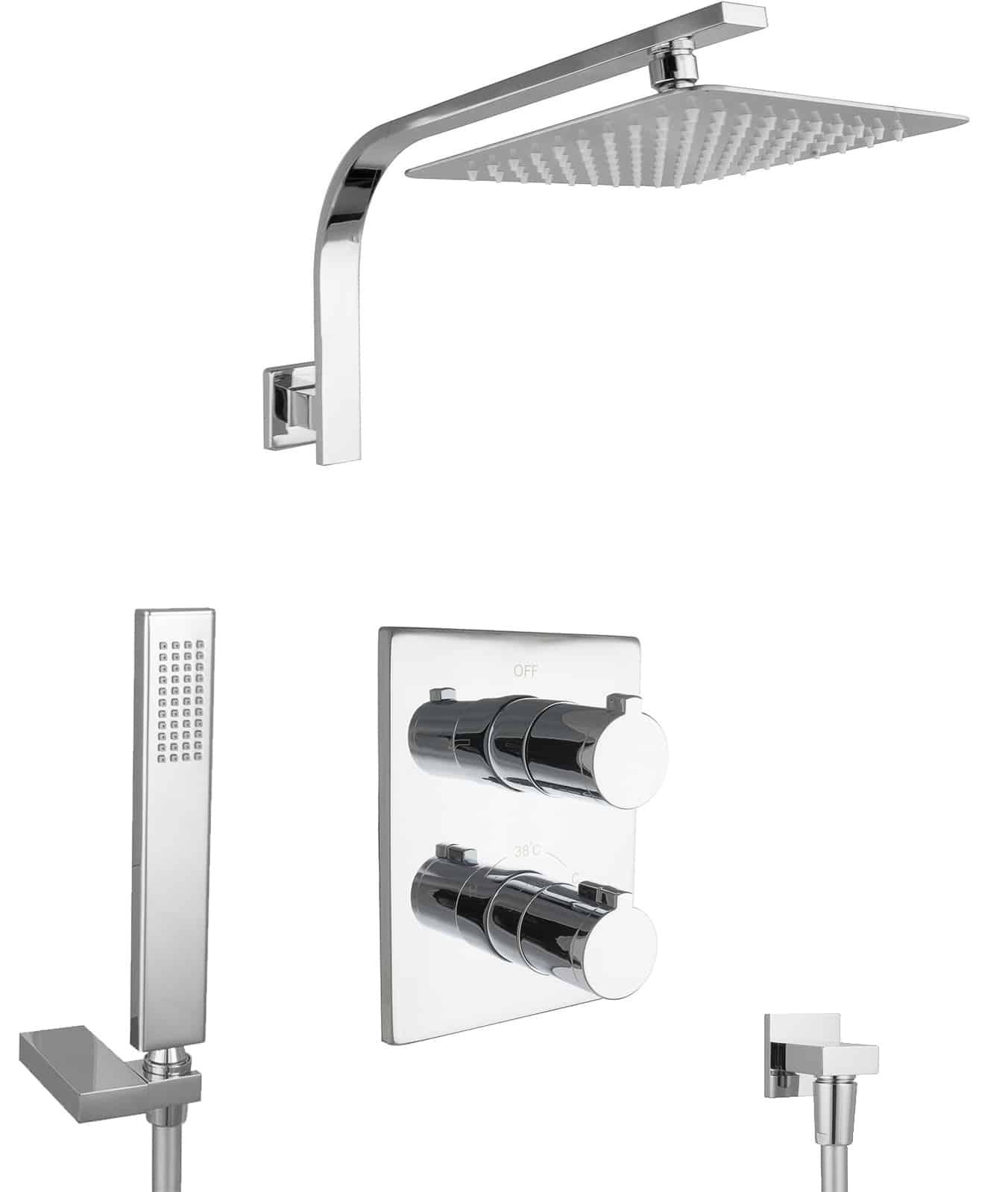 PaulGurkes Design Dusch Set mit Thermostat Unterputz Regendusche