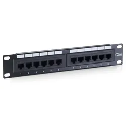Equip 12-Port Cat.5e Ungeschirmtes Patch Panel, 10", Schwarz