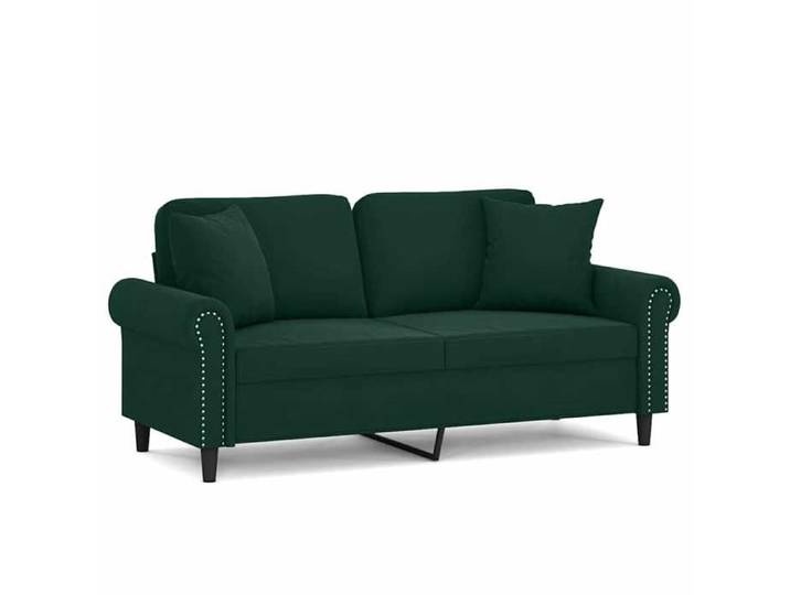Meuble Déco - Sofa Fixe CHIC Vert(1pc) Canapé 2 places - Design ergonomique - pour salon - avec oreillers vert foncé 140 cm velours