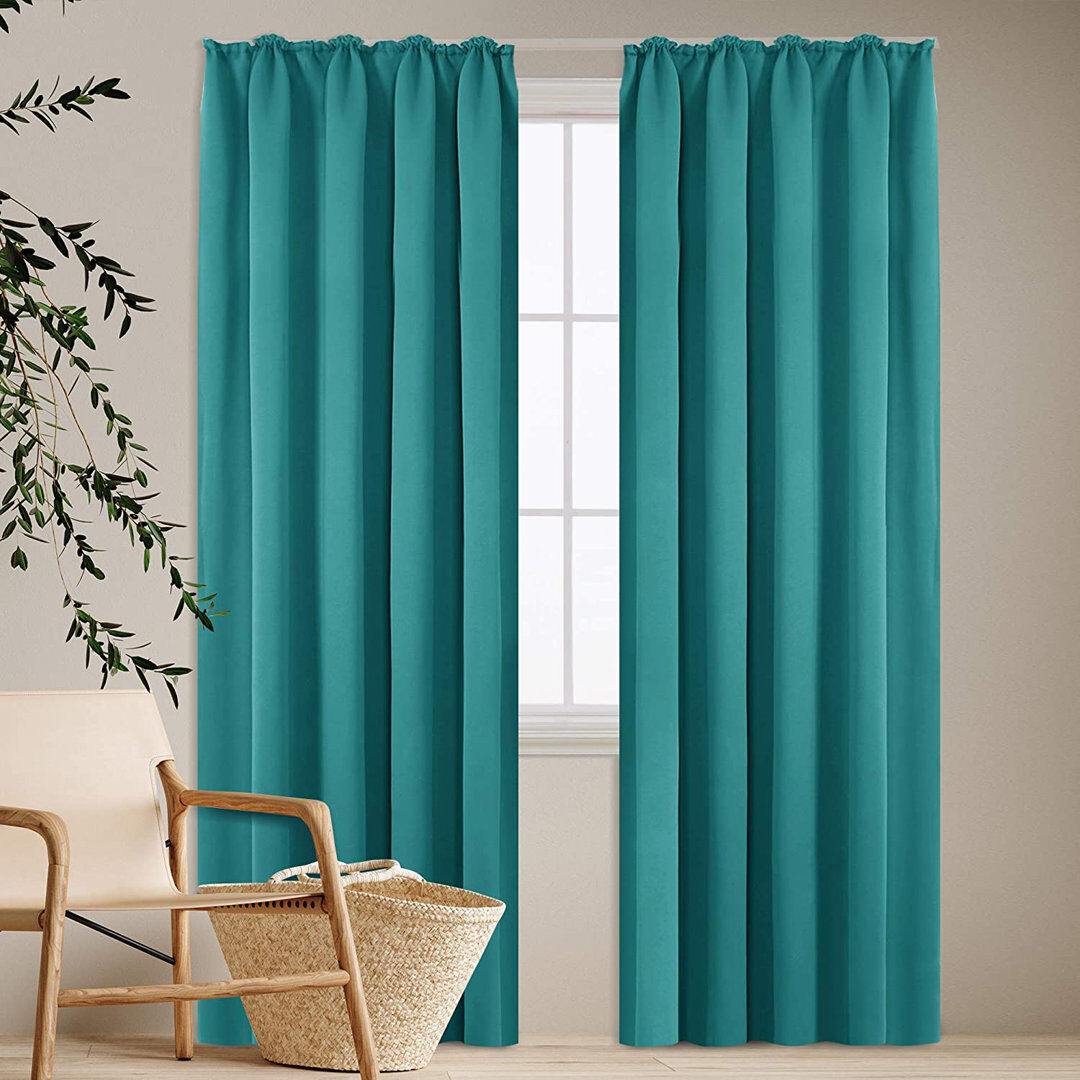 Ebern Designs Deavin Blackout Curtain Pair Turquoise Width 140 x Drop 200cm