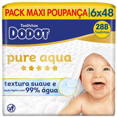 Dodot Pack Toalhitas Bebé Aqua Pure 0% Plástico 6 x 48 un