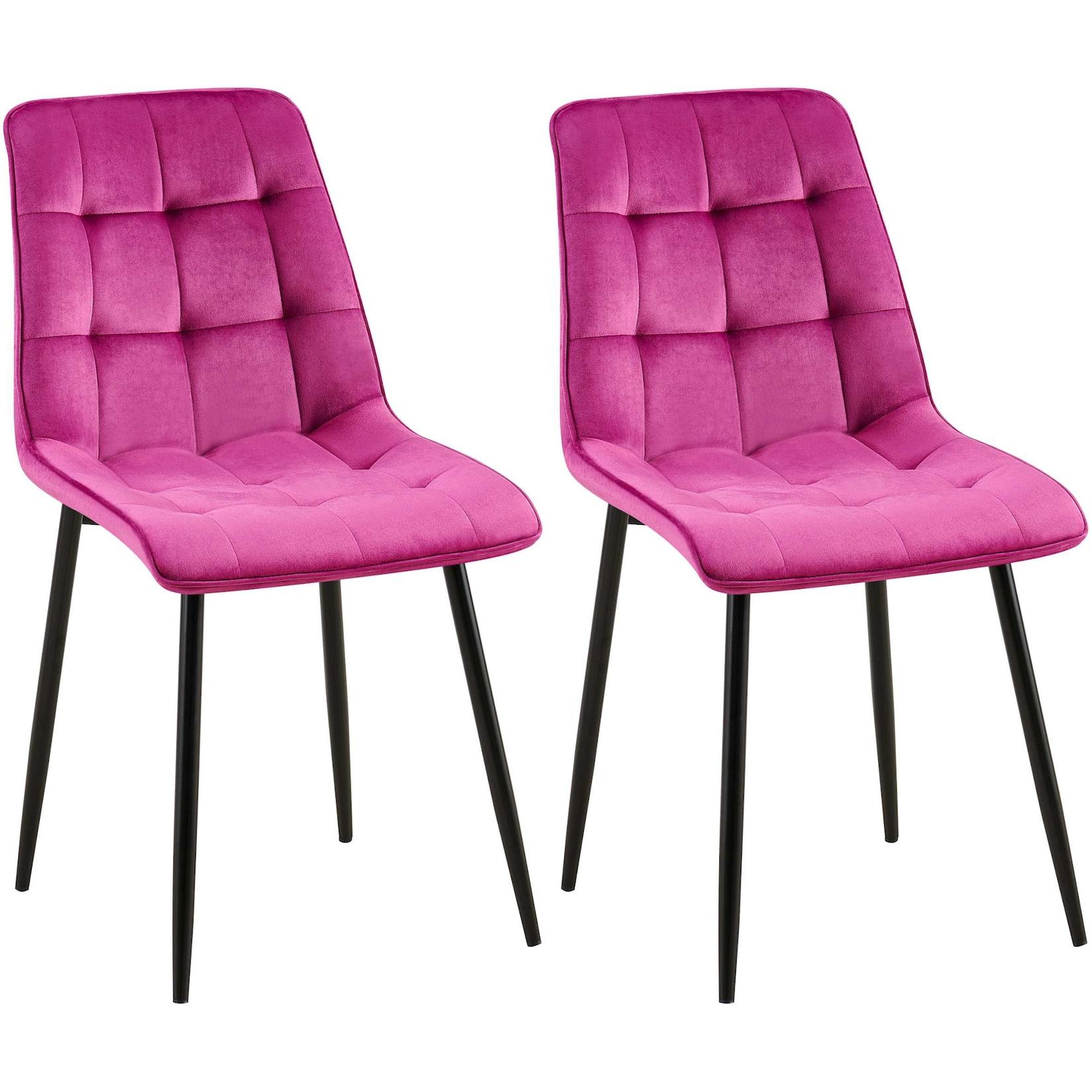 CLP 2er Set Esszimmerstuhl Gifford Samt - Farbe: lila, Material: Samt