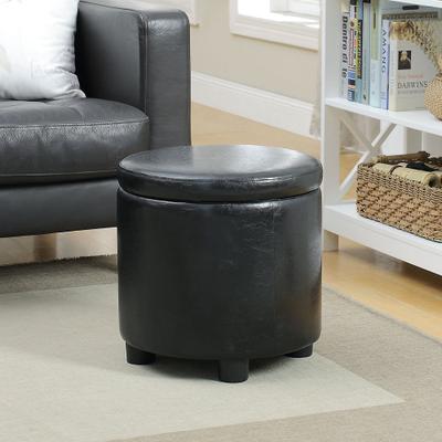 Convenience Concepts Designs4Comfort Round Accent Storage Ottoman with Reversible Tray Lid