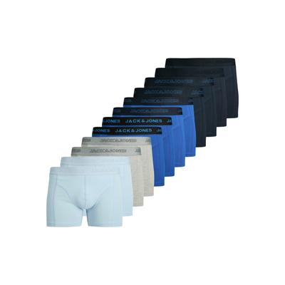 Trunk JACK & JONES "JACCOOPER SOLID TRUNKS 12 PACK", Herren, Gr. M, 12 Stk., blau (chambray blau pack:chambray blau, beaucoup blau, beaucoup blau, lgm, lgm, beaucoup blau, beaucoup blau), Jersey, Obermaterial: 95% Baumwolle, 5% Elasthan, unifarben,...