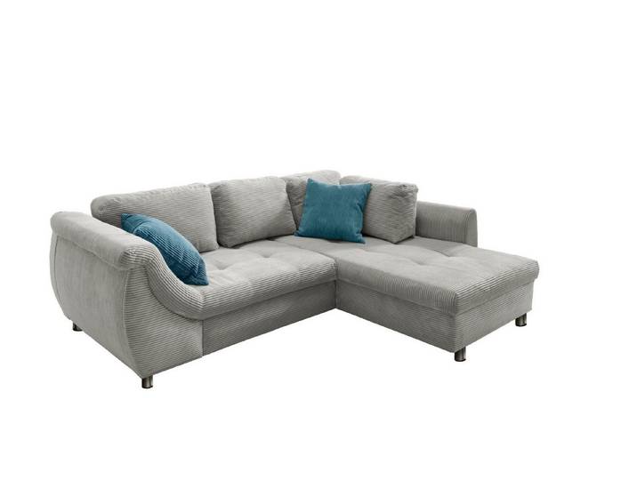 freiraum Polsterecke Allin, in silber / petrol, Cord - 250x66x190cm (BxHxT)