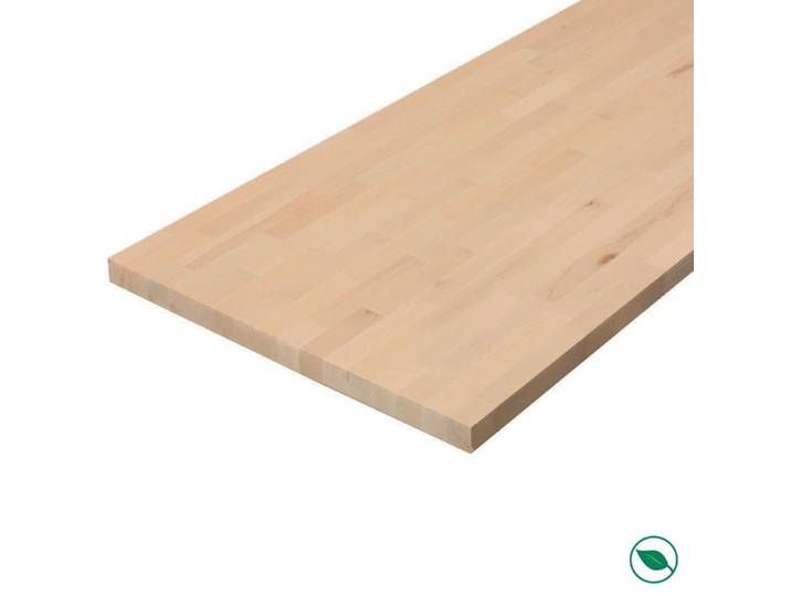 Plan de travail hêtre massif lamellé collé abouté 2500 x 650 x 38 mm - FSC100% FORESTEA Dimensions : 2500 mm x 650 mm x 38 mm