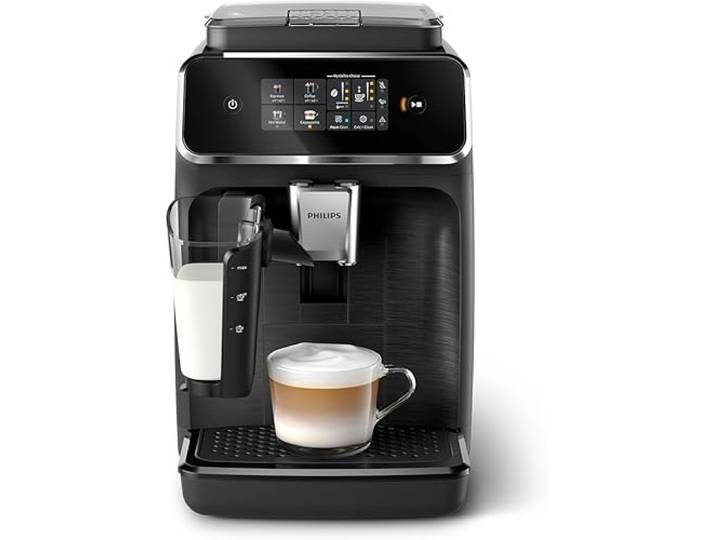 PHILIPS Kaffeevollautomat LatteGo 2300 Serie, Schwarz, 4 Spezialitäten Espressomaschine, LatteGo Milchsystem, einfache Reinigung, Farb-Touch-Display, SilentBrew, Keramikmahlwerk (EP2330/10)