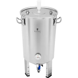 Royal Catering Maischekessel Fermentierkessel Gärkessel Fermenter Kühlspirale Edelstahl 30 l, Getränkespender, Silber