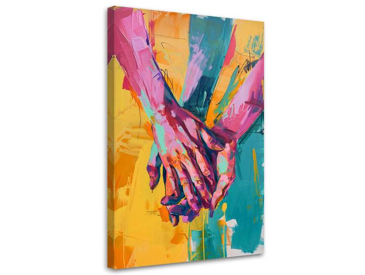 Feeby Leinwandbild Berührung Liebe Romantisch 70x100cm, Mehrfarbig, Herz/Romantik, Rechteckig, 70x100 cm, Bilder & Rahmen, Bilder, Leinwandbilder