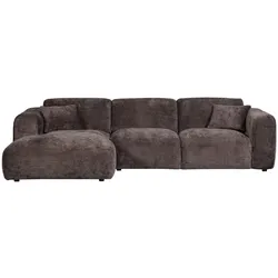 Chaiselongue Cloud aus Chenille-Stoff, linksseitig, modern, braun, gemütlich für 3–4 Personen