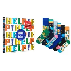 Happy socks 6P The Beatles Vinyl Gift Box Schwarz gemustert Baumwolle Gr 36/40