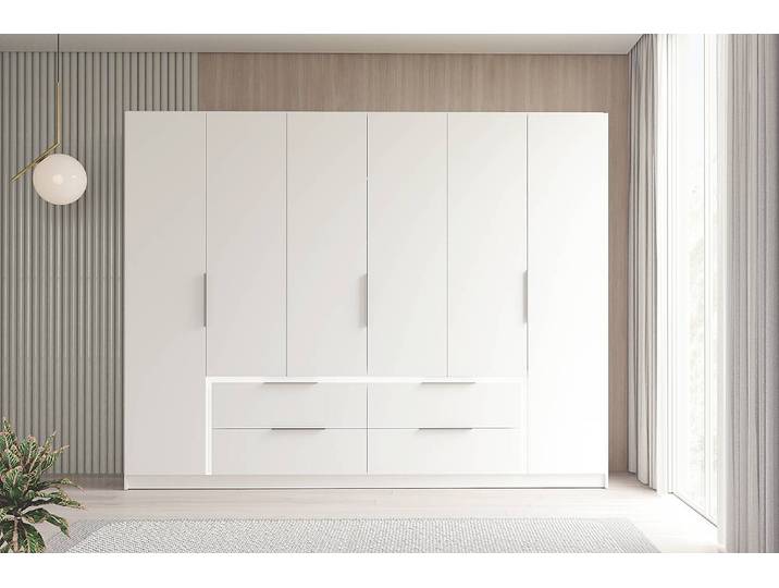Drehtürenschrank Parrai 270 cm 270 x 211 x 60cm Weiß/Matt Weiß