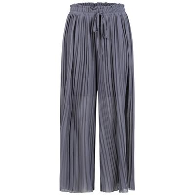 Culotte CLOUD 5IVE "CLOUD 5IVE Plissee Culotte Pants", Damen, Gr. L, US-Größen, grau, 100% Polyester, unifarben, loose fit, Hosen Culotte