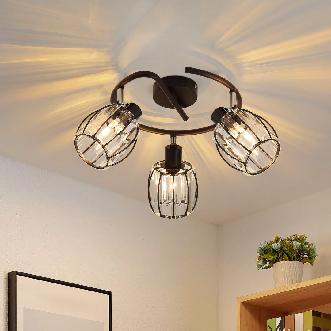 Metro Glass Spotlight Matte Black 21cm H X 26cm W X 26cm D