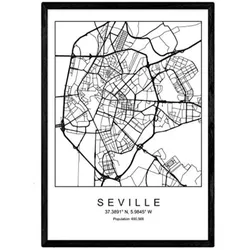 POSTER Sevilla Nordic-Stil A4 Schwarzer Rahmen