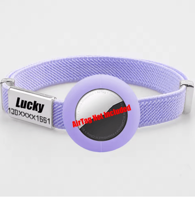 Inspire Picks SafeTrack AirTag Cat Collar With Personalized Name Tag & GPS Holder purple N Case N Tag onesize 5 12in