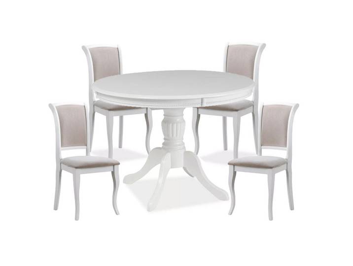 Feldmann-Wohnen Esszimmer-Set Olivia 5-tlg Weiß / Beige, Weiß, Beige, Holz, 286x96x106 cm, Esszimmer, Bänke, Tischgruppen & Eckbankgruppen
