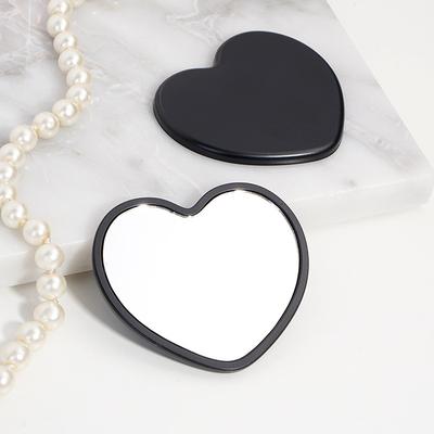 Fusion Finds Heart Shaped Handheld Mirror Portable Makeup Mirror Cute Vanity Mirror For Travel & Gifts black