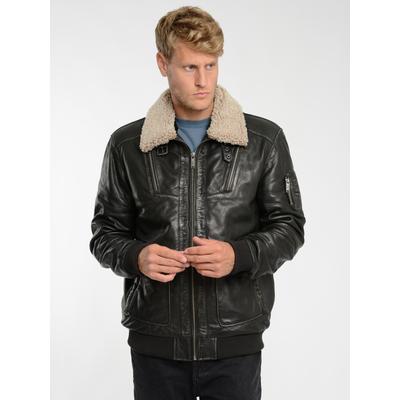 Lederjacke JCC "3102245", Herren, Gr. 54, schwarz (vintage schwarz), Oberstoff: 100% Schafsleder. Innenfutter oben: 100% Polyester. Innenfutter unten: 100% Baumwolle. Ärmelfutter: 100% Polyester, Jacken