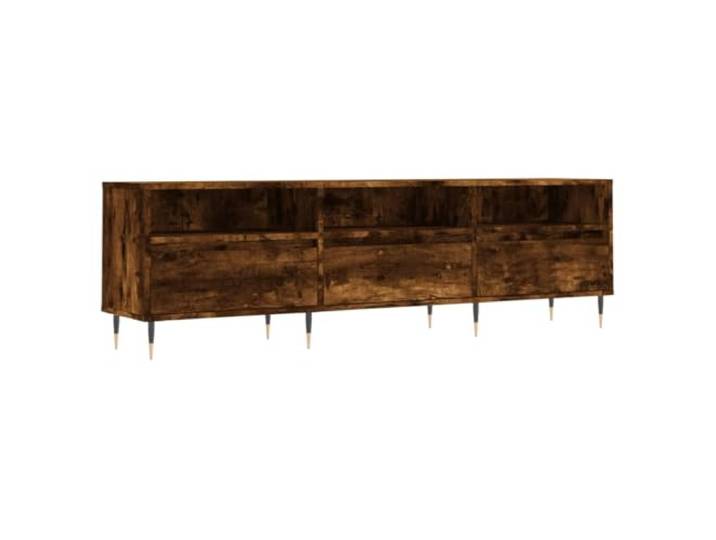 KUPTYERFG TV-Schrank Räuchereiche 150x30x44,5 cm Lowboard mit 6 Fächern Praktisches TV-Board mit 6 offenen Fächern für Wohnzimmer und Schlafzimmer, pflegeleichte Oberfläche in Holzoptik.