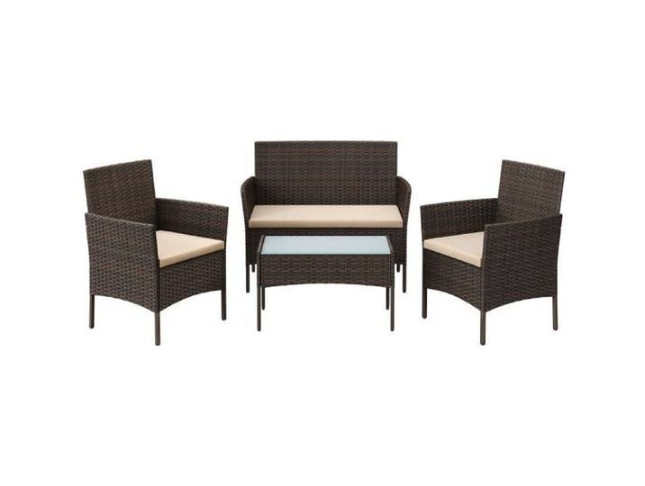 SONGMICS Salon de Jardin Extérieur Surface Tressée en PE Table et Chaises pour Terrasse Jardin Balcon Marron et Taupe GGF004K05