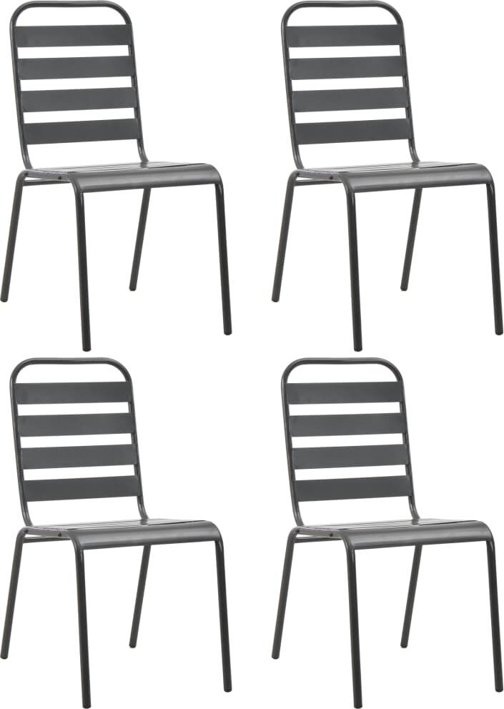Dakota Fields Stackable Outdoor Patio Dining Chair with Cushion Gray 200cm H X 2,000cm W X 200cm D