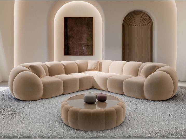 Couch Valderosa L-Form in Stoff