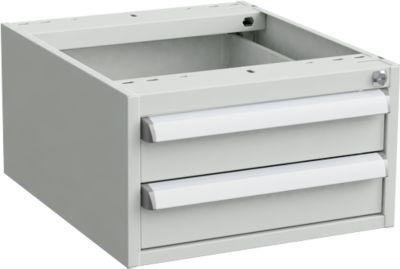 Unterbau-Container für Arbeitstische, Zentralverschluss, mit ESD-Schutz, B 450 x T 520 mm, 2 Schubladen