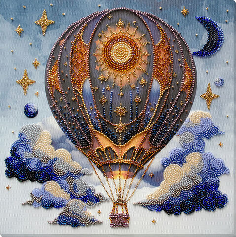 Perlen-Stickbild "Ballonfahrt", 28 x 28 cm