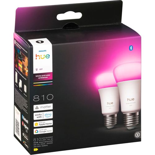 Philips Hue LED Lampe E27 2er Set 810lm White & Color Amb.