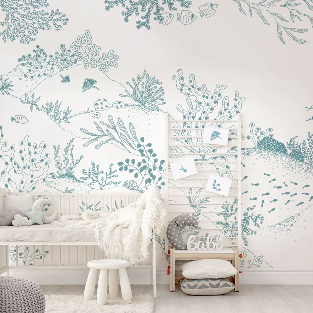 Acte Deco Papier peint enfant jardin sous-marin, vert 300 x 250cm Vert 300x250x300cm