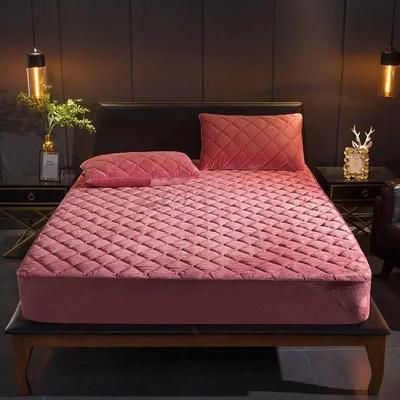 Uplift Treasures Plush Thickened Crystal Velvet Quilted Mattress Cover bean Red 59.06 74.80 11.81 In
