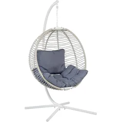 HÄNGESESSEL mit Gestell Flechtseil weiß 98/100 cm Arco