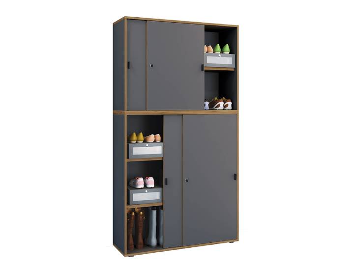 Meuble à chaussures avec portes 100cm Gris/Anthracite