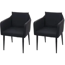 2er-Set Esszimmerstuhl MCW-H93, Küchenstuhl Lehnstuhl Stuhl ~ Kunstleder schwarz