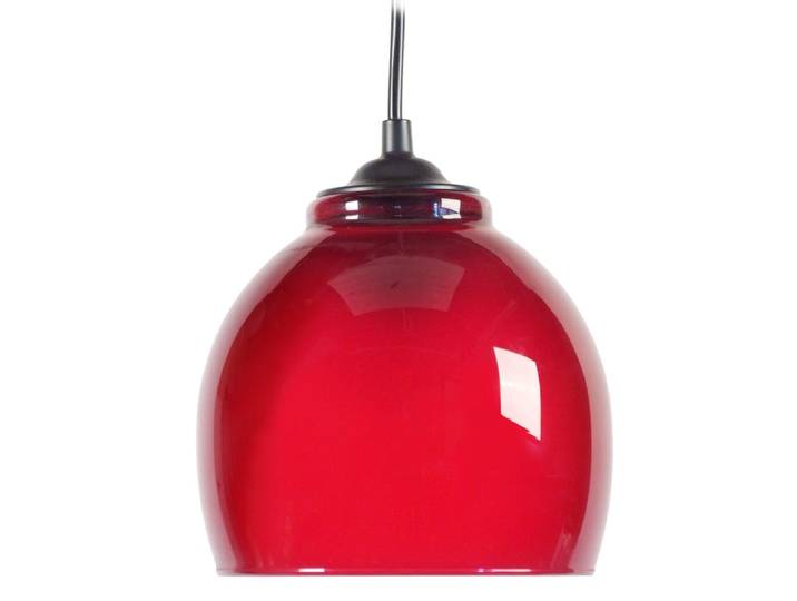 Suspension métal noir abat-jour verre rouge