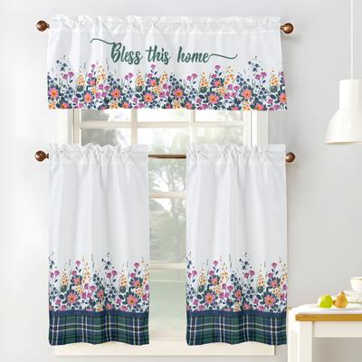RT Designers Cucina Love Laugh Kitchen Curtain Set - White