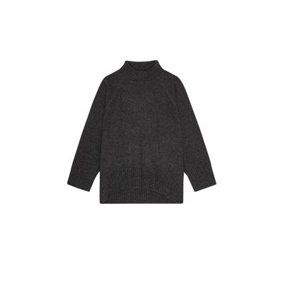 Rundhalspullover MOSHI MOSHI MIND "moshi moshi mind Pullover Aster", Damen, Gr. S, grau (charcoal melange), Obermaterial: 100% Wolle, Pullover Rundhalspullover